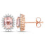 1.61 Carat Genuine Morganite and White Diamond Halo Earrings