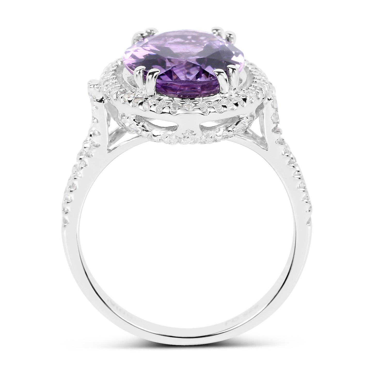 5.55 Carat Amethyst & White Topaz Sterling Silver Ring