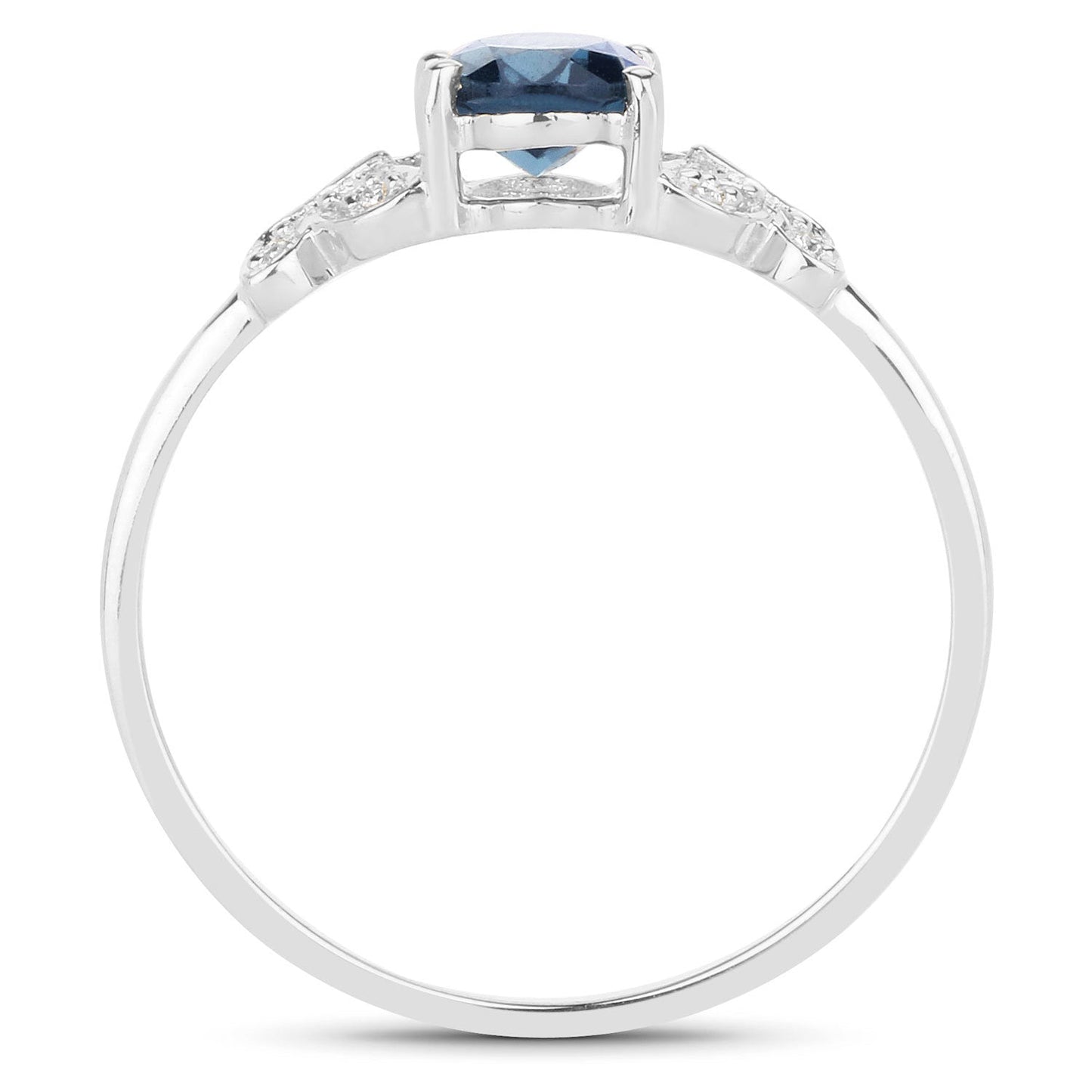 0.93 Carat London Blue Topaz & Diamond 14K White Gold Ring