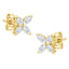 14K White Gold Marquise Diamond Floral Leaf Stud Earrings