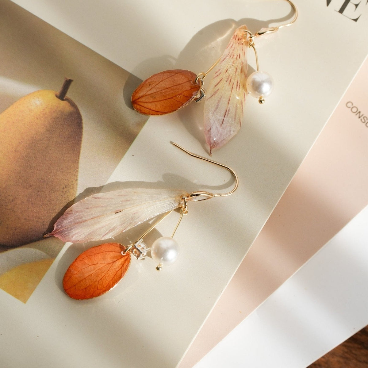 Real Alstroemeria Petal Earrings - Fairy Wings Floral Jewelry