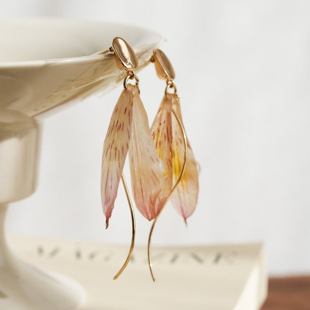 Real Alstroemeria Petal Earrings - Fairy Wings Floral Jewelry