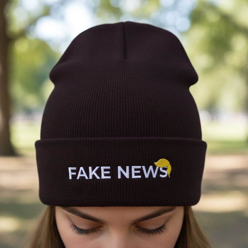 Fake News Embroidered Knit Beanie