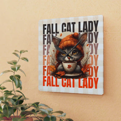 Fall Cat Lady Acrylic Wall Clock