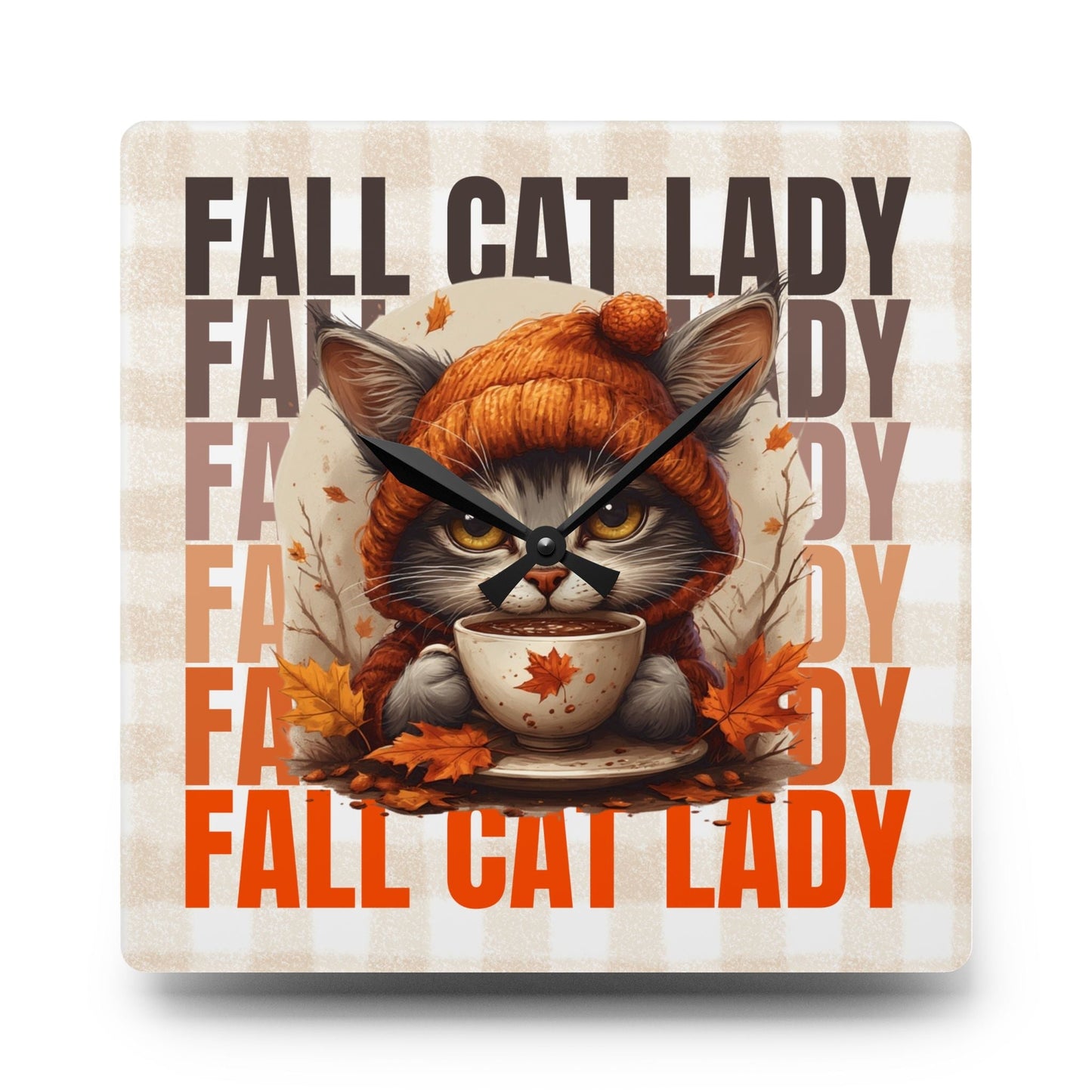 Reloj de Pared Acrílico de Otoño para Amantes de los Gatos