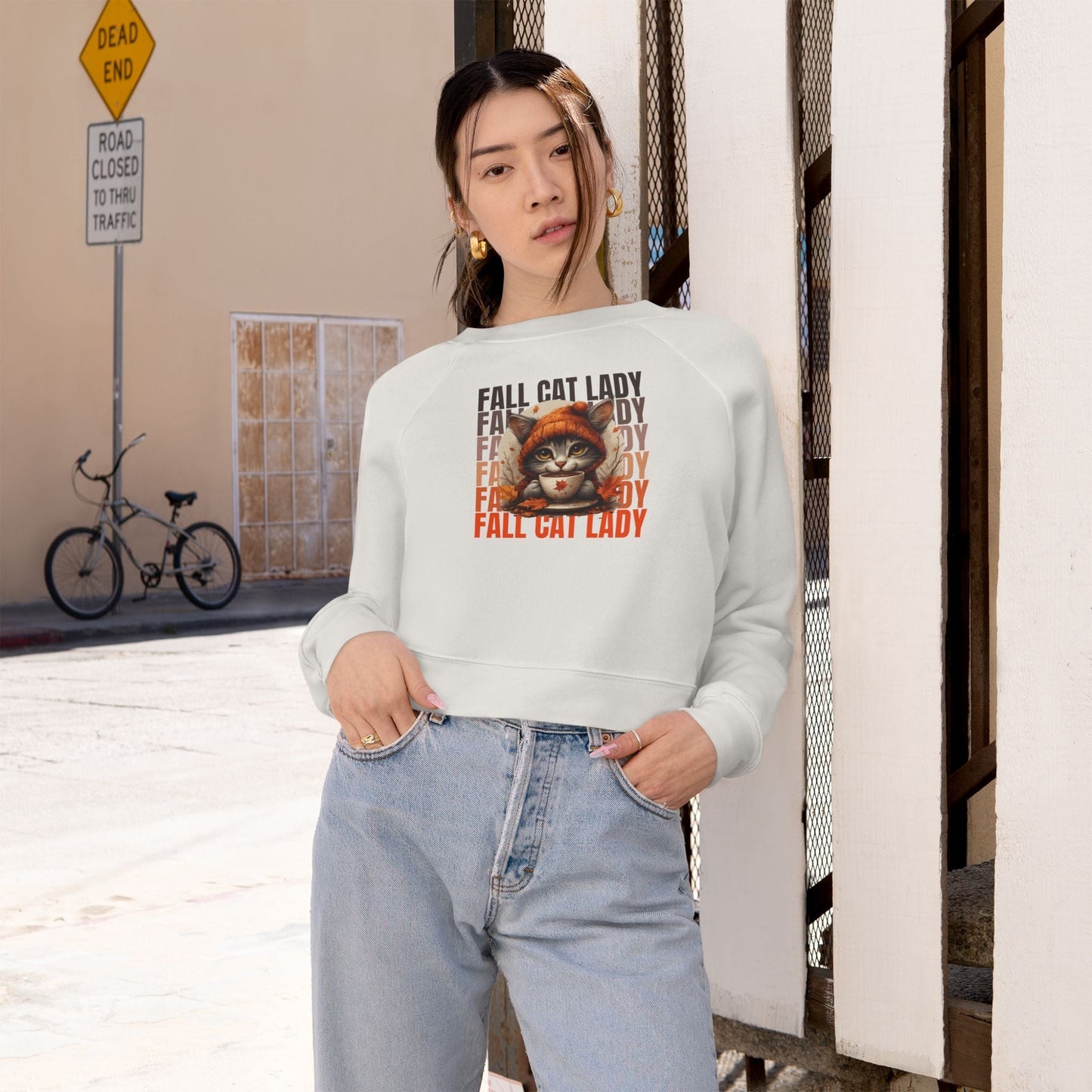 Sudadera recortada para amantes de los gatos de otoño