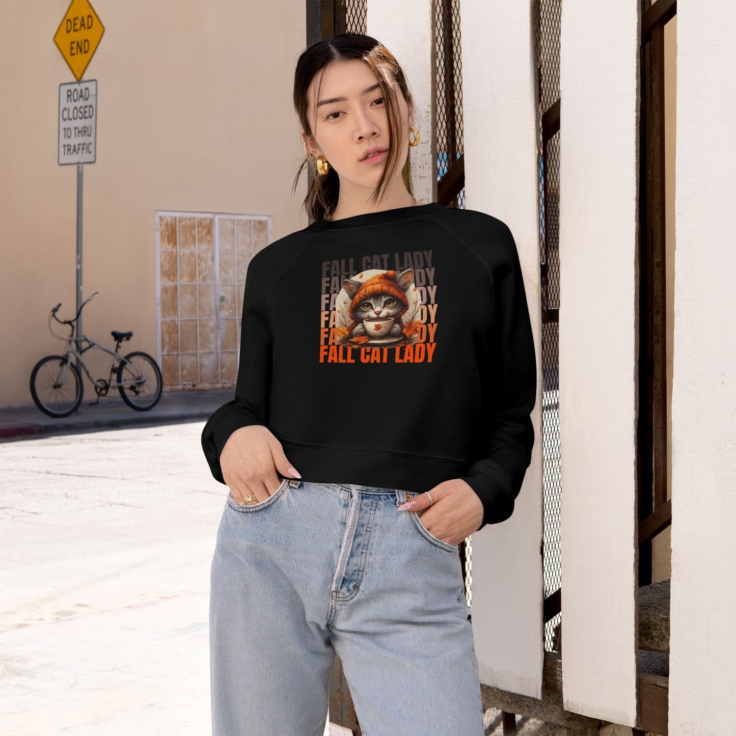 Sudadera recortada para amantes de los gatos de otoño