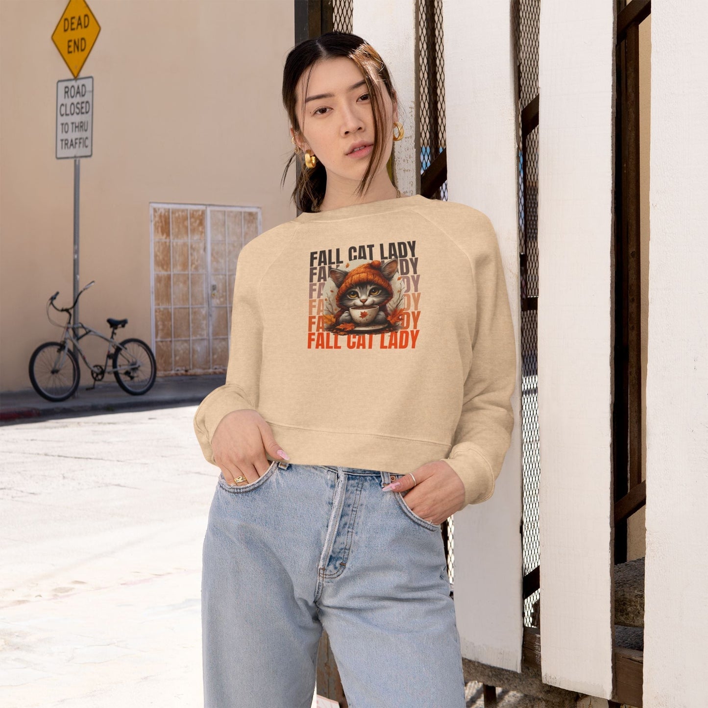 Sudadera recortada para amantes de los gatos de otoño