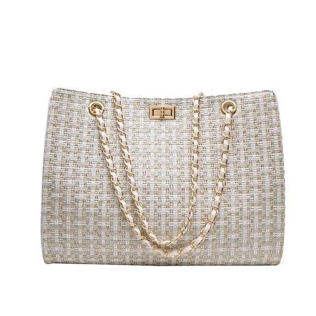 Sac à bandoulière en cuir PU élégant avec chaîne pour femmes