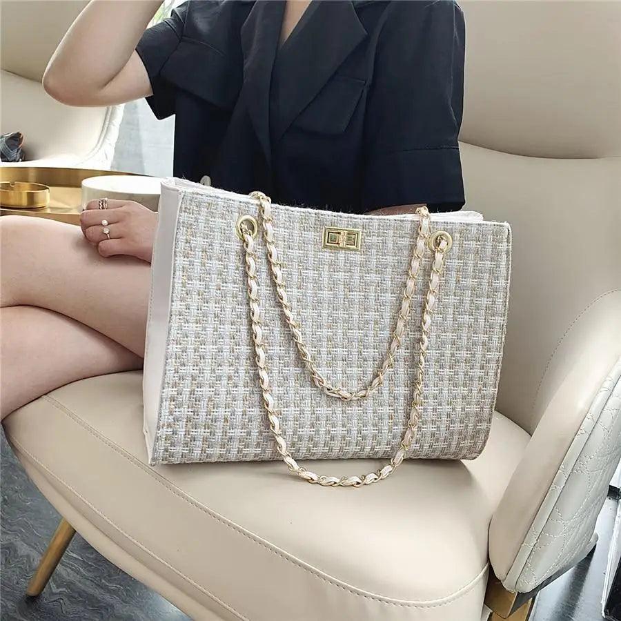 Sac à bandoulière en cuir PU élégant avec chaîne pour femmes