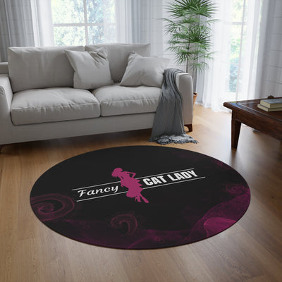 Fancy Cat Lady Round Rug - Ideal Décor for Cat Enthusiasts