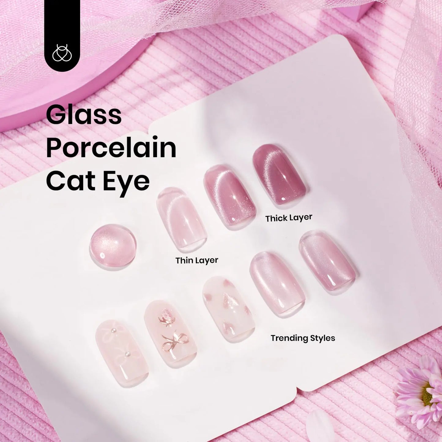 Esmalte de Uñas en Gel Cat Eye Rosa Beetles - 15ML con Brillo Holográfico