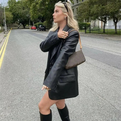 Blazer en simili cuir Farah - Polyvalence chic