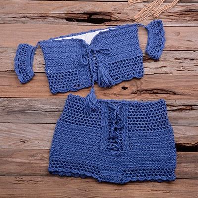 Conjunto de Bikini de Estilo Elegante de Crochet con Borlas