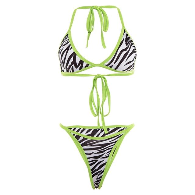 Conjunto de Bikini Rayas Clásico - Traje de Baño de Dos Piezas Premium