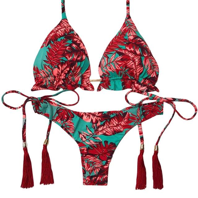 Conjunto de Bikini Rayas Clásico - Traje de Baño de Dos Piezas Premium