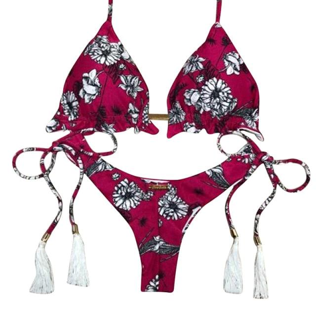 Conjunto de Bikini Rayas Clásico - Traje de Baño de Dos Piezas Premium