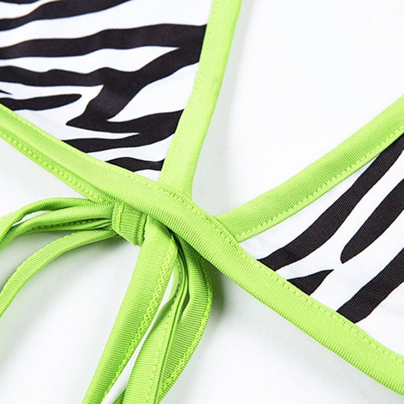 Conjunto de Bikini Rayas Clásico - Traje de Baño de Dos Piezas Premium
