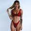 Elegant Two-Piece Women's Bikini with Lace-Up Back