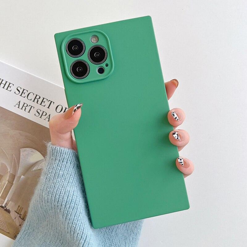 Fashion Candy Color Square Soft Silicone Phone Case for iPhone