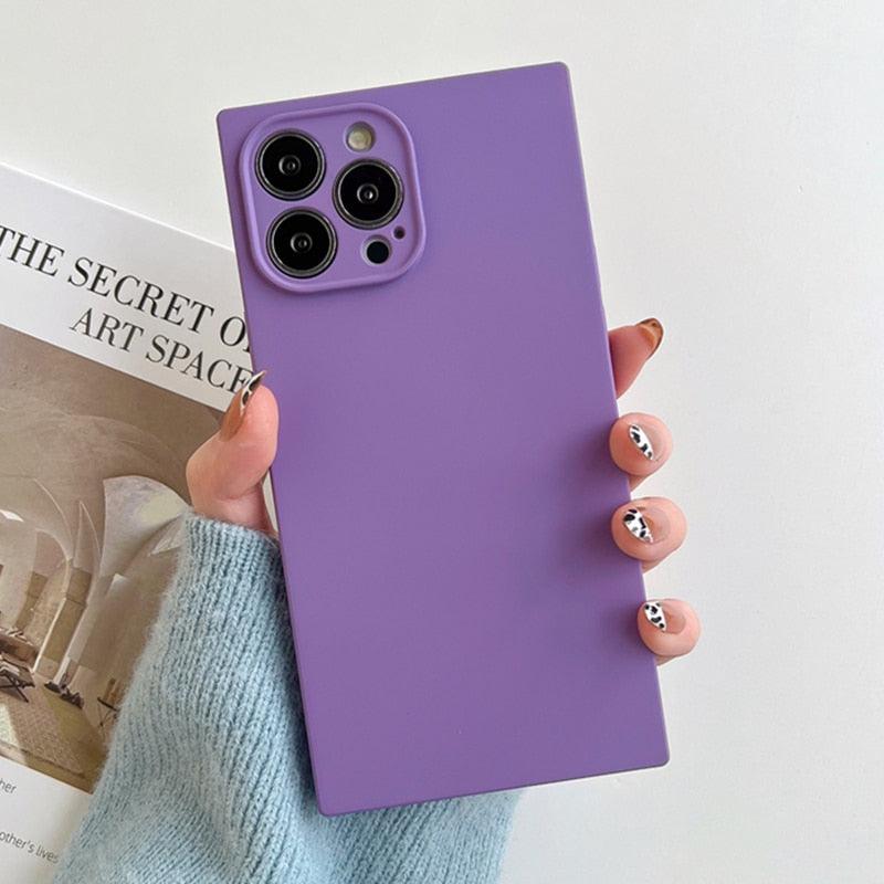 Fashion Candy Color Square Soft Silicone Phone Case for iPhone