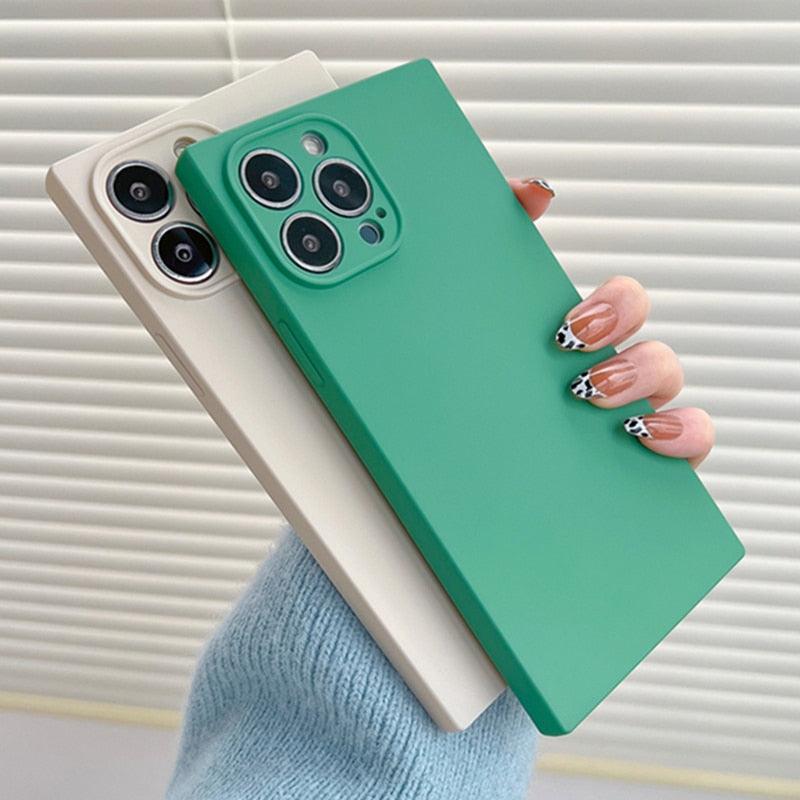 Fashion Candy Color Square Soft Silicone Phone Case for iPhone