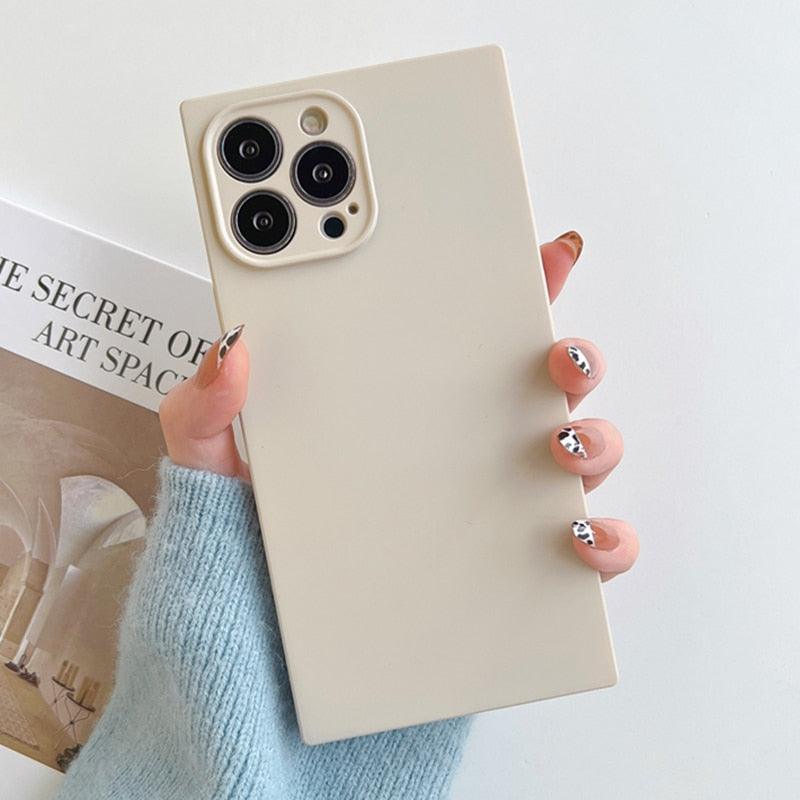 Fashion Candy Color Square Soft Silicone Phone Case for iPhone