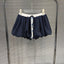 Fashion contrasting polo collar heart striped shirt top women's spring floral bud fluffy half skirt two-piece set - Korvel