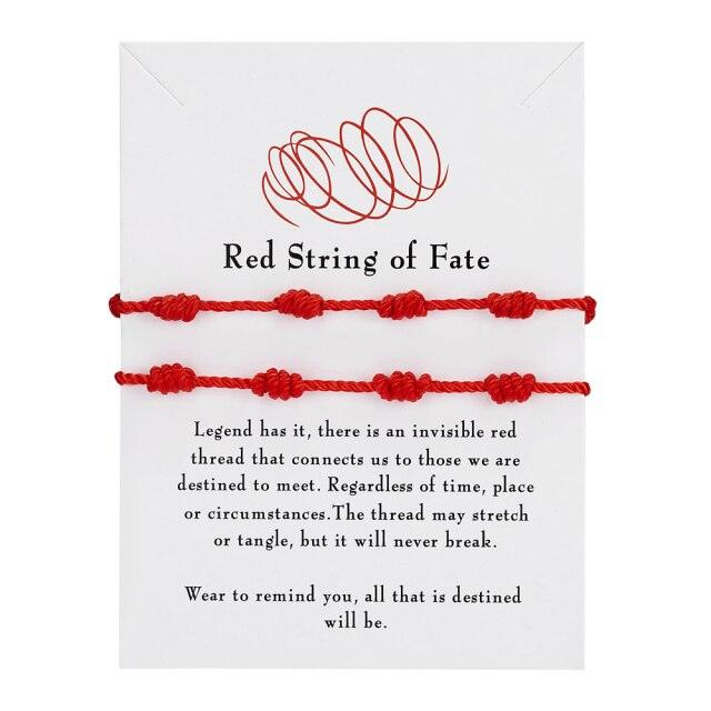 Bracelet en Fil Rouge à 7 Nœuds Fait Main pour la Chance et l'Amitié