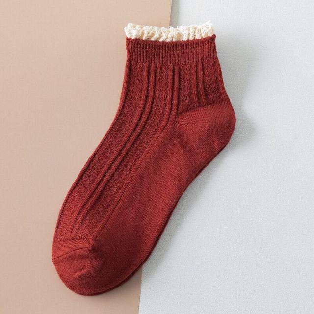 Charming Lace Ruffled Cotton Socks for Women - Spring & Summer Collection - Korvel