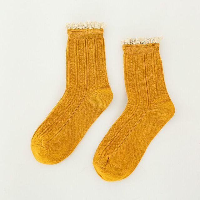 Charming Lace Ruffled Cotton Socks for Women - Spring & Summer Collection - Korvel