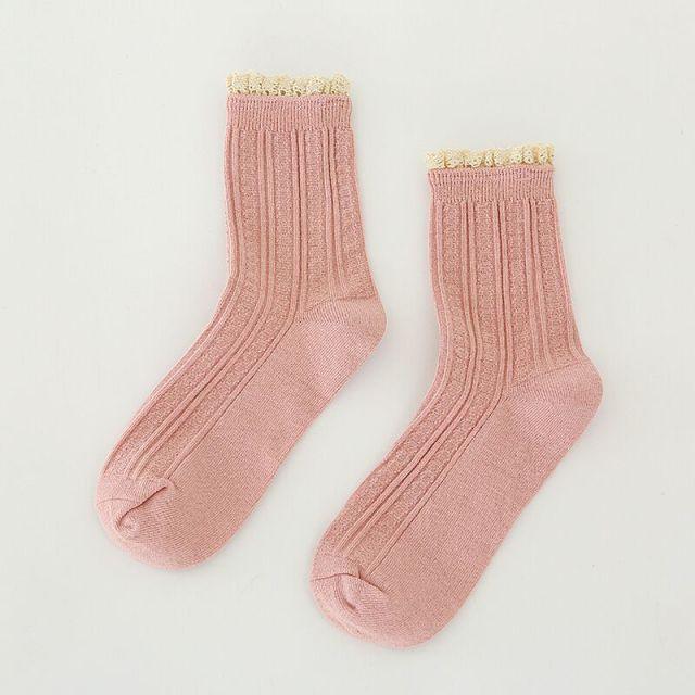 Charming Lace Ruffled Cotton Socks for Women - Spring & Summer Collection - Korvel