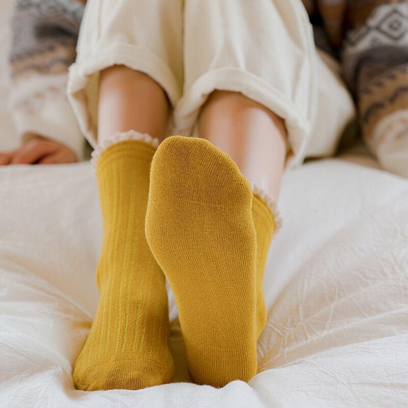 Charming Lace Ruffled Cotton Socks for Women - Spring & Summer Collection - Korvel
