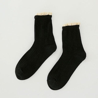 Charming Lace Ruffled Cotton Socks for Women - Spring & Summer Collection - Korvel