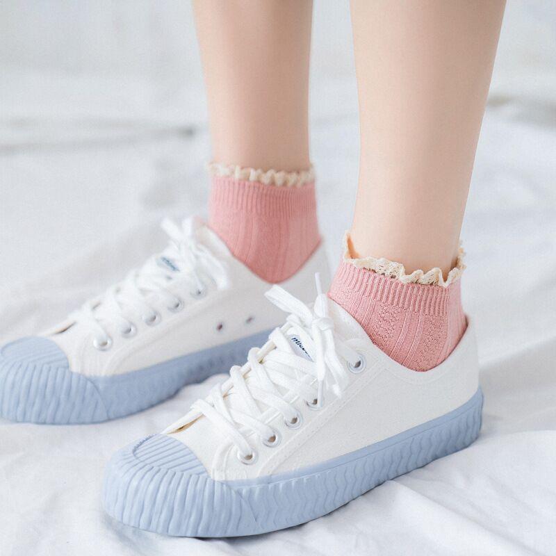 Charming Lace Ruffled Cotton Socks for Women - Spring & Summer Collection - Korvel