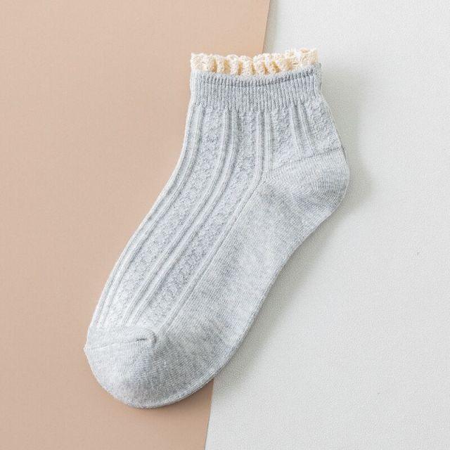 Charming Lace Ruffled Cotton Socks for Women - Spring & Summer Collection - Korvel