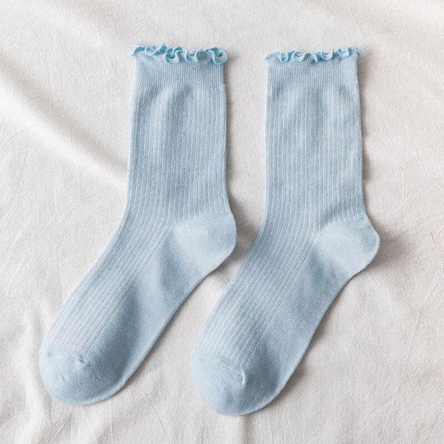 Charming Lace Ruffled Cotton Socks for Women - Spring & Summer Collection - Korvel