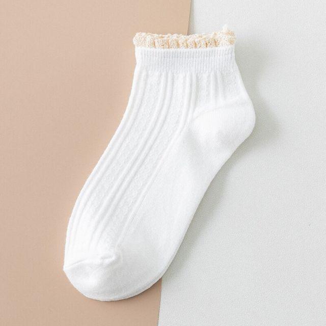 Charming Lace Ruffled Cotton Socks for Women - Spring & Summer Collection - Korvel