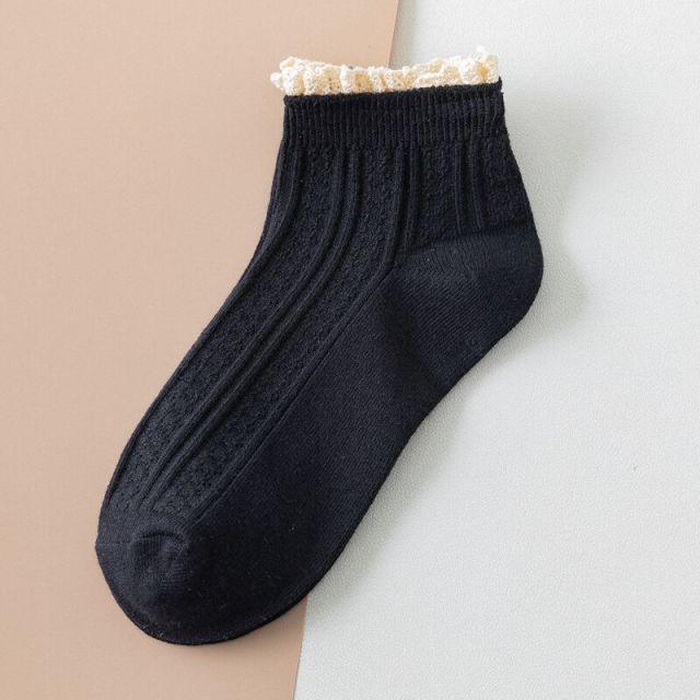 Charming Lace Ruffled Cotton Socks for Women - Spring & Summer Collection - Korvel