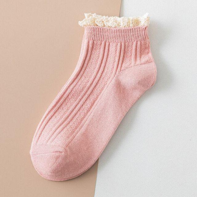 Charming Lace Ruffled Cotton Socks for Women - Spring & Summer Collection - Korvel