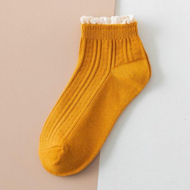 Charming Lace Ruffled Cotton Socks for Women - Spring & Summer Collection - Korvel