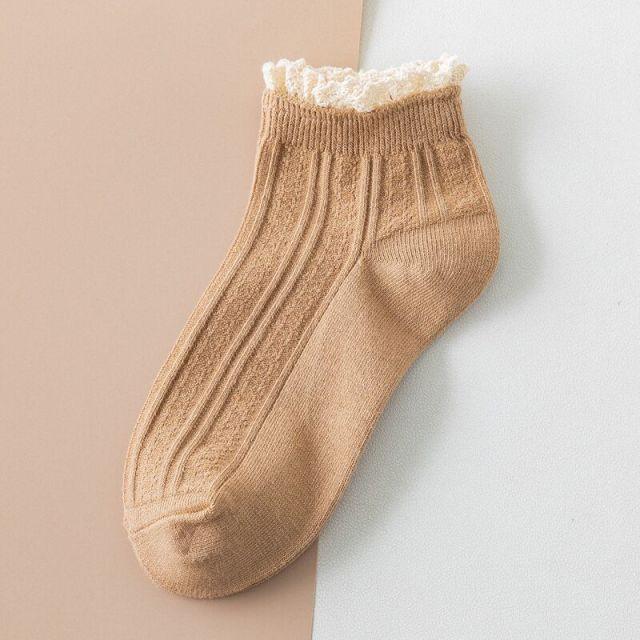 Charming Lace Ruffled Cotton Socks for Women - Spring & Summer Collection - Korvel