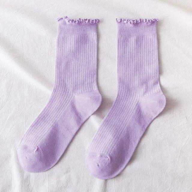 Charming Lace Ruffled Cotton Socks for Women - Spring & Summer Collection - Korvel