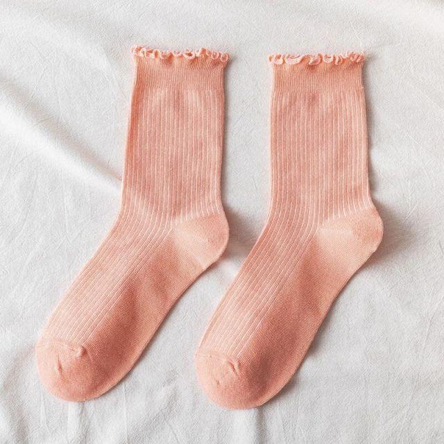 Charming Lace Ruffled Cotton Socks for Women - Spring & Summer Collection - Korvel