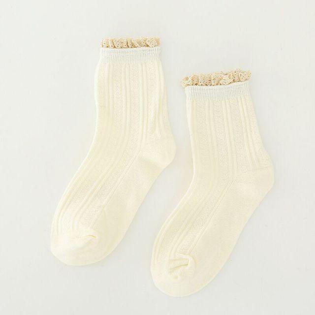 Charming Lace Ruffled Cotton Socks for Women - Spring & Summer Collection - Korvel