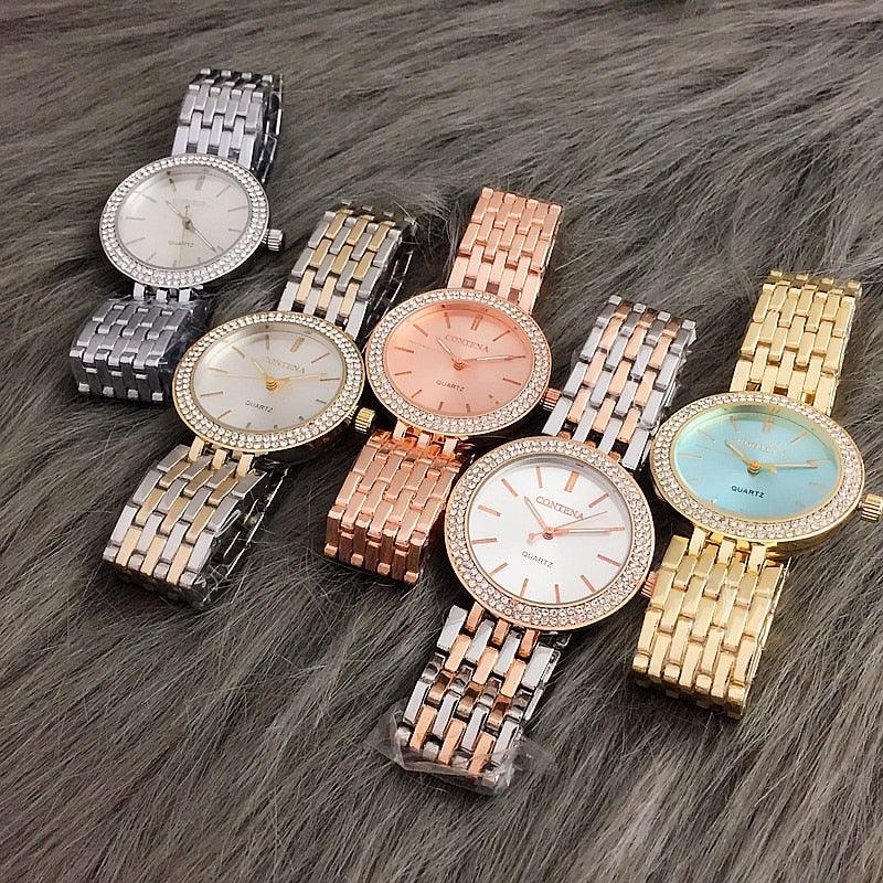 Ensemble de Montre Élégante en Argent avec Rhinestones pour Femmes