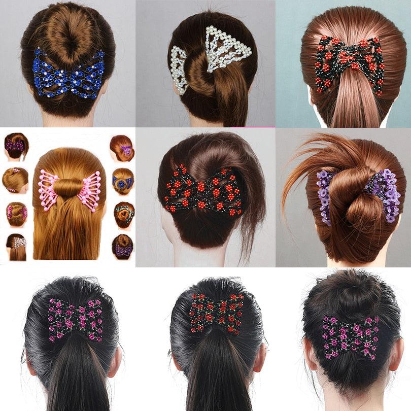 Clip para el cabello de doble perla elegante para mujeres