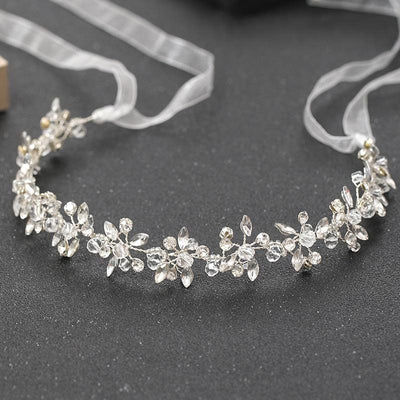 Elegant Silver Headband with Crystal Rhinestones for Weddings