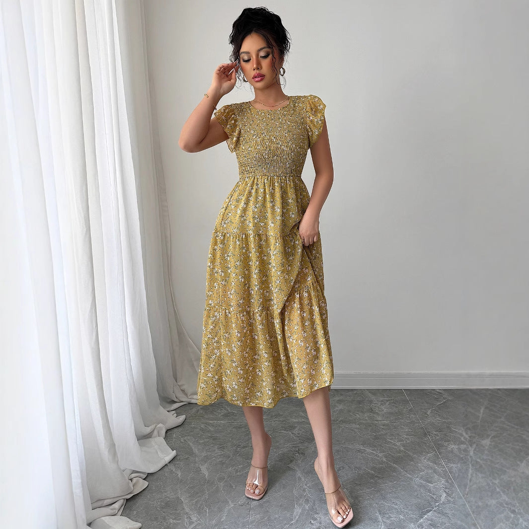 Fashion style floral slim fit dress for women - Korvel