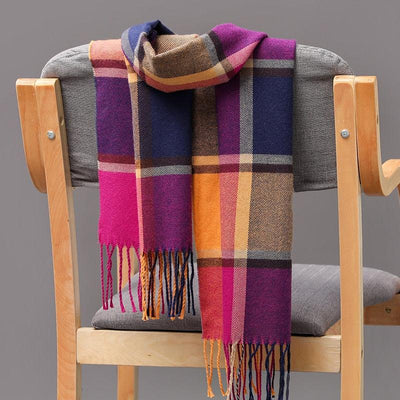 Classic Soft Plaid Cashmere Scarf for Women